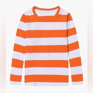 Disney Inside Out Anxiety Long Sleeve Orange and White Striped Cotton T-Shirt